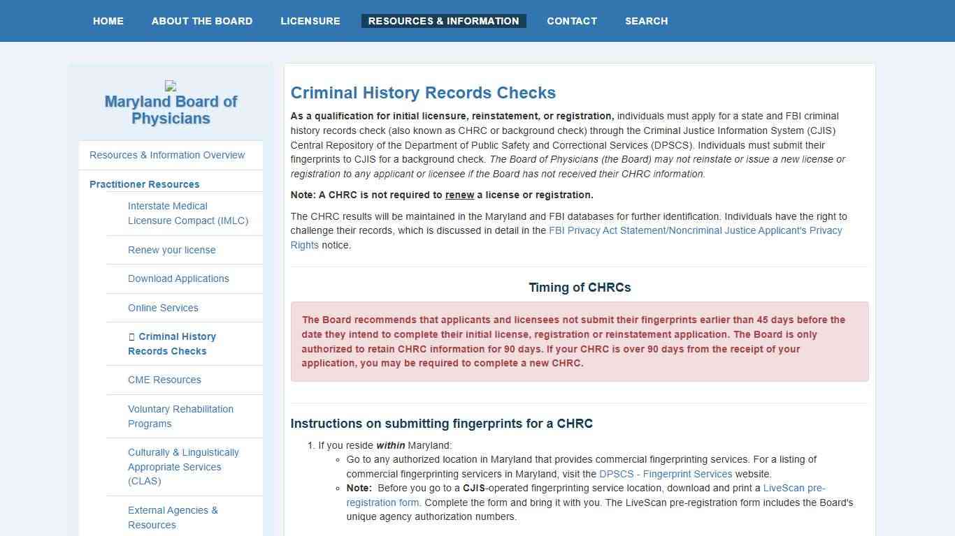 Practitioner Resources | Criminal History Records