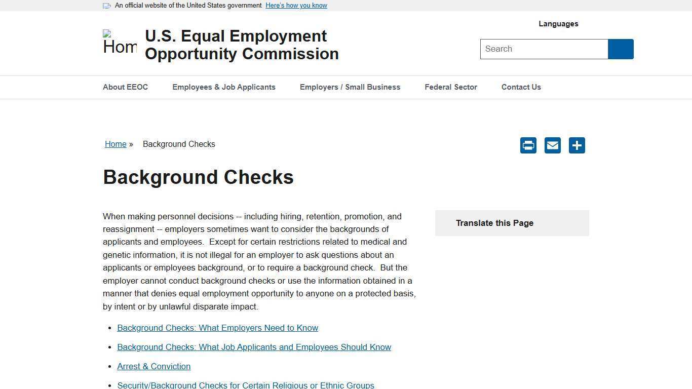 Background Checks | U.S. Equal Employment Opportunity Commission